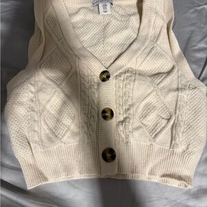 Cream Cable Knit Vest with Button Detail
